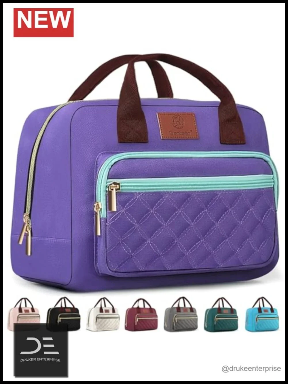 Insulated Lunch Bag, Leakproof Quilted Thermal Lunch Tote, 14L Large Capacity